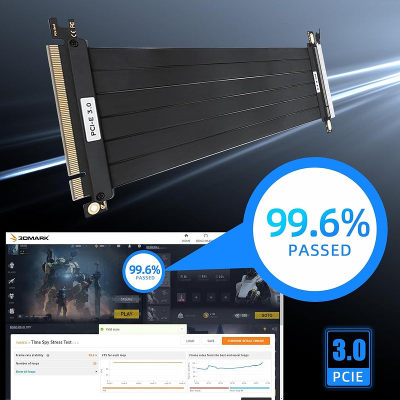 BTBcoin كابل ريسر PCIe 3.0 x16 بطول 200 مم - متوافق مع RTX 3070/3060/GTX 1660 كابل تمديد GPU عالي السرعة، موصل بزاوية 90° لبطاقة الرسوميات للألعاب مع درع EMI احترافي - Image 4